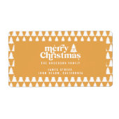 クリスマスツリーモダンホリデーシンプルマスタード ラベル (正面)
