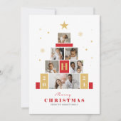 クリスマスツリーモダンマルチフォトホリデーカード シーズンカード (正面)