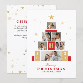 クリスマスツリーモダンマルチフォトホリデーカード シーズンカード