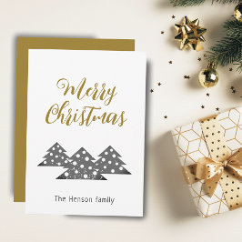 クリスマスツリーモダンミニマリストファミリーホリデー シーズンカード