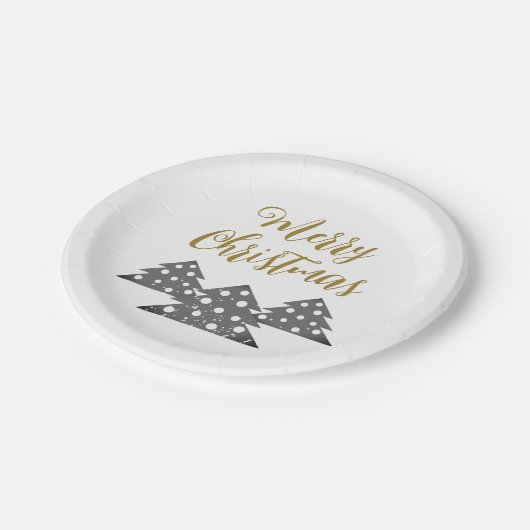 クリスマスツリーモダンミニマリストファミリーホリデー ペーパープレート (アングル)