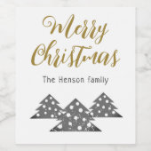 クリスマスツリーモダンミニマリストファミリーホリデー ワインラベル (シングルラベル)