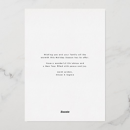 クリスマスツリーモダンミニマリスト楽し結婚したみ 箔シーズンカード (裏面)