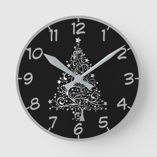 クリスマスツリーモダン ラウンド壁時計 (正面)