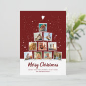 クリスマスツリーモダンInstagramフォトコラージュレッド シーズンカード (スタンド正面)