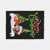 クリスマスツリーライツサンタハットベジタブルオニオンクリスマス フリースブランケット (正面(横))