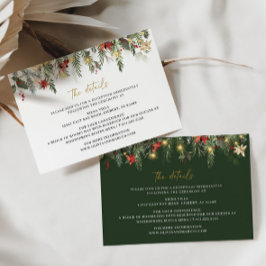 クリスマスツリーライトの松の木の冬のウェディング詳細 エンクロージャーカード