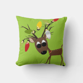 クリスマスツリーライトを持つトナカイ クッション