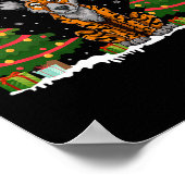 クリスマスツリーライトアフリカンワイルドドッグサンタハットクリステム ポスター (角)