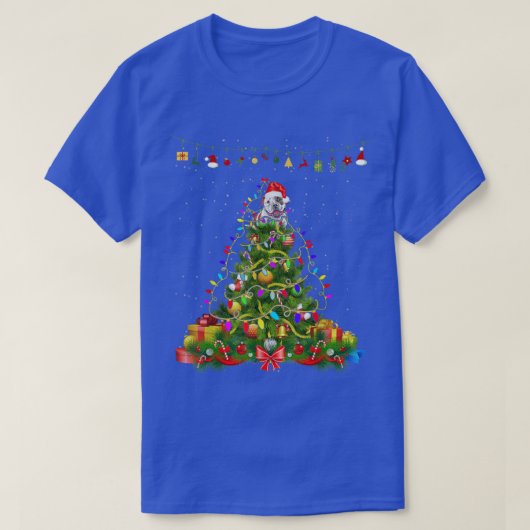 クリスマスツリーライトアメリカブルドッグギフトロー Tシャツ (デザイン正面)