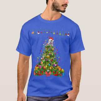 クリスマスツリーライトアメリカブルドッグギフトロー Tシャツ