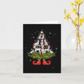 クリスマスツリーライトキュートなサンタハット犬の恋人 カード (黄色い花)