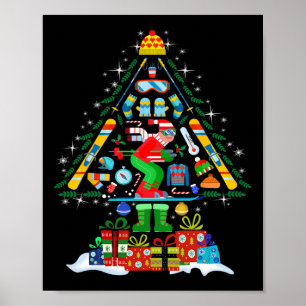 クリスマスツリーライトクリスマススキースノーボードスノ ポスター
