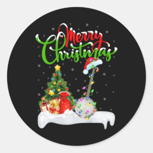クリスマスツリーライトサンタハットミュージカルバンジョクリスマス ラウンドシール