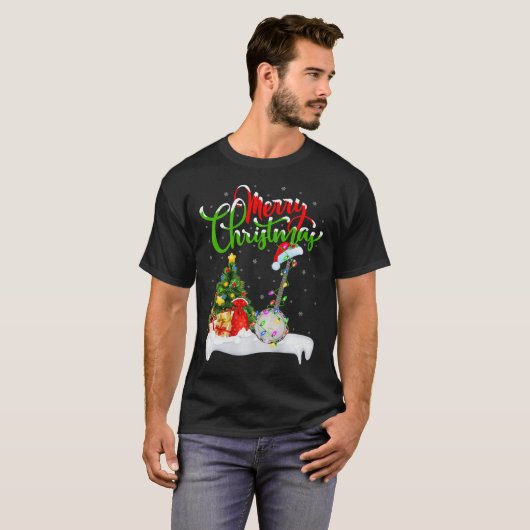 クリスマスツリーライトサンタハットミュージカルバンジョクリスマス Tシャツ (正面フル)
