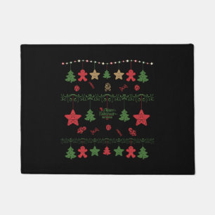 クリスマスツリーライトセーターデザイン醜いクリスマス ドアマット