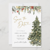 クリスマスツリーライトセーブ日付招待状 招待状 (正面)