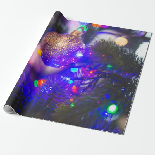 クリスマスツリーライトデコレーション ラッピングペーパー (アンロールド)