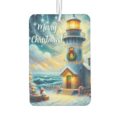 クリスマスツリーライトハウス航海のコースタルブルー カーエアーフレッシュナー (裏面)