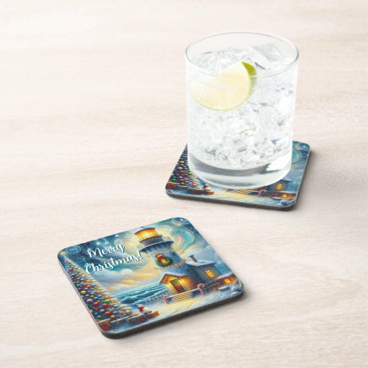 クリスマスツリーライトハウス航海のコースタルブルー コースター (右側)