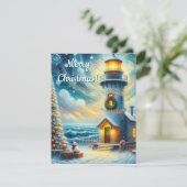 クリスマスツリーライトハウス航海のコースタルブルー シーズンカード (スタンド正面)