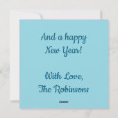 クリスマスツリーライトハウス航海のコースタルブルー シーズンカード (裏面)