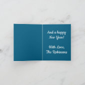 クリスマスツリーライトハウス航海のコースタルブルー シーズンカード (内部)