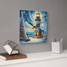 クリスマスツリーライトハウス航海のコースタルブルー