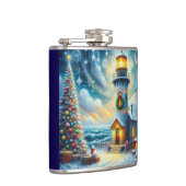 クリスマスツリーライトハウス航海のコースタルブルー フラスク (右)