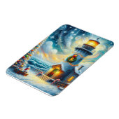 クリスマスツリーライトハウス航海のコースタルブルー マグネット (左側)