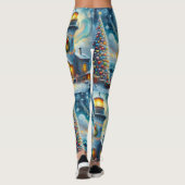 クリスマスツリーライトハウス航海のコースタルブルー レギンス (裏面)