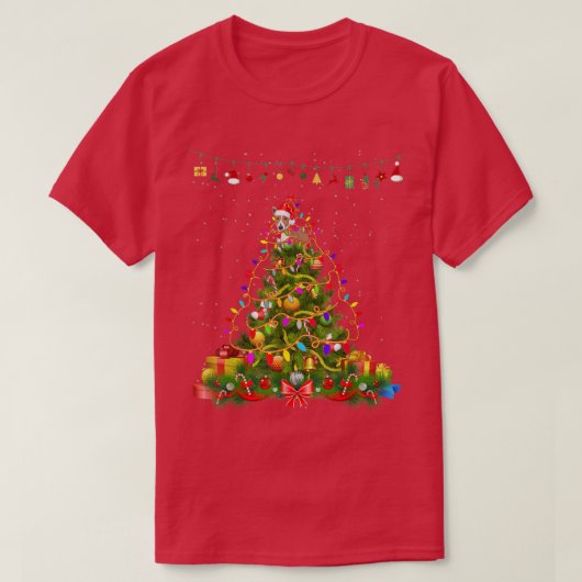 クリスマスツリーライトバセンジドッグギフトラバーティー Tシャツ (デザイン正面)