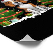 クリスマスツリーライトビーグルドッグサンタハットクリスマスソフトウェア ポスター (角)