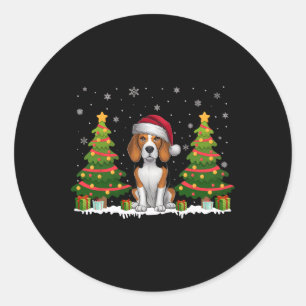 クリスマスツリーライトビーグルドッグサンタハットクリスマスソフトウェア ラウンドシール
