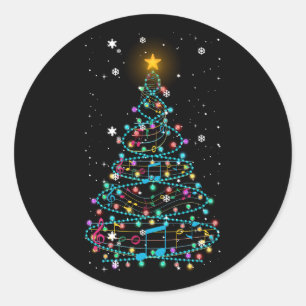 クリスマスツリーライトミュージックノートミュージカルクリスマスTre ラウンドシール