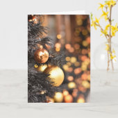 クリスマスツリーライトロンドンイングランド写真 カード (黄色い花)