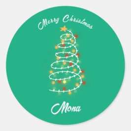 クリスマスツリーライト名前をカスタムする ラウンドシール