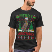 クリスマスツリーライト醜いサンタワイマランアドッグクリステム Tシャツ (正面)