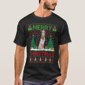 クリスマスツリーライト醜いサンタ・ボルゾイ犬のクリスマス Tシャツ (正面)