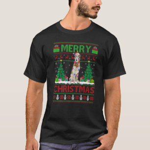 クリスマスツリーライト醜いサンタ・ボルゾイ犬のクリスマス Tシャツ