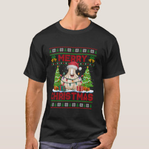 クリスマスツリーライト醜いスタイルサンタハットガーリックおもしろい Tシャツ