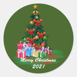 クリスマスツリーラウンドステッカー ラウンドシール