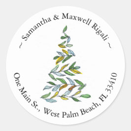 クリスマスツリーラウンド差出人住所ラベル ラウンドシール