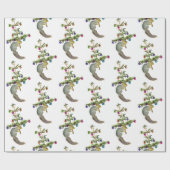 クリスマスツリーラッピング付きリス紙 ラッピングペーパー (フラット)