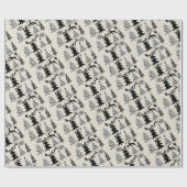 クリスマスツリーラッピング紙ベージュブラック ラッピングペーパー (フラット)