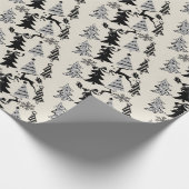クリスマスツリーラッピング紙ベージュブラック ラッピングペーパー (角)