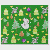 クリスマスツリーラッピング紙マウスグリーンチーズ ラッピングペーパー (フラット)