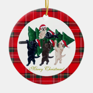 クリスマスツリーラブラドール絵画ズ セラミックオーナメント