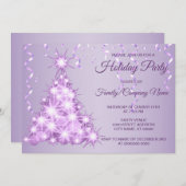 クリスマスツリーラベンダーホリデーズディナーパーティー 招待状 (正面/裏面)