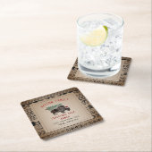 クリスマスツリーランチサンタビソンバーラップ スクエアペーパーコースター (インサイチュ)